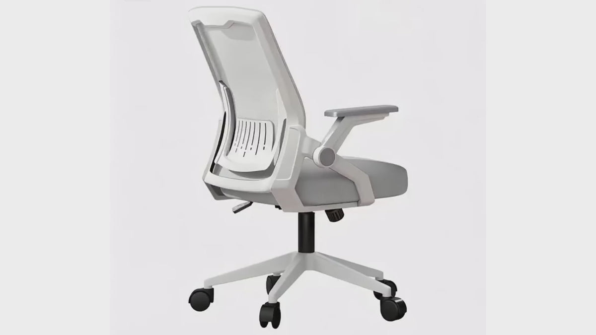 Silla de Oficina Ergonómica de Malla Transpirable, Silla de Escritorio Ajustable con Reposabrazos para Home Office, Color Gris